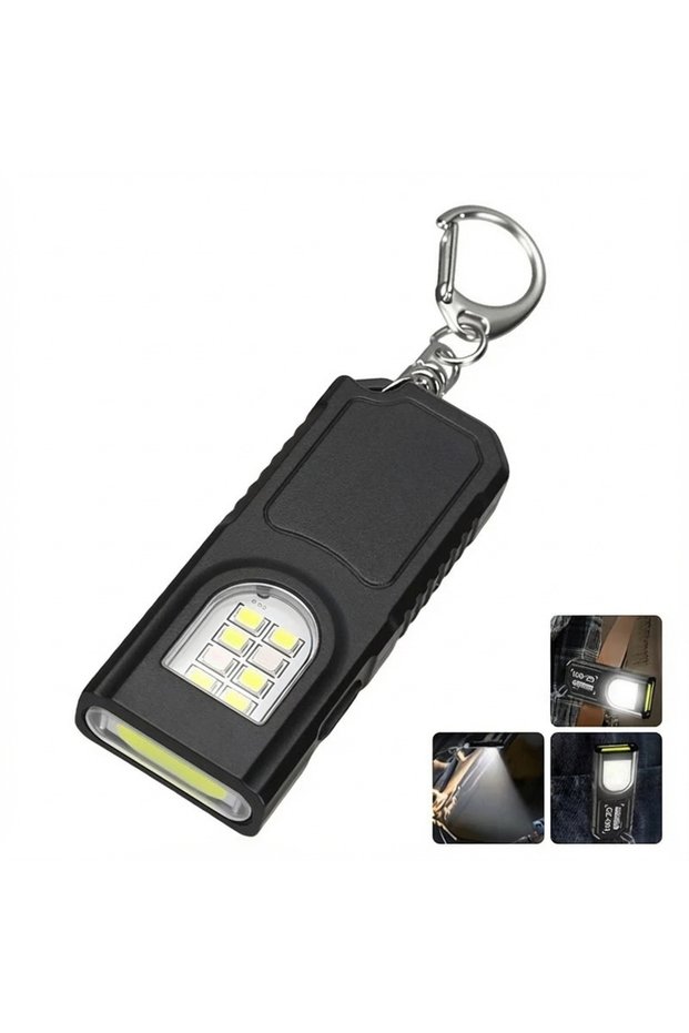 مصباح يدوي صغير متعدد الوظائف GZ001 قطعة واحدة، قابل لإعادة الشحن عبر USB، مصباح عمل COB مع حلقة مفاتيح للتخييم