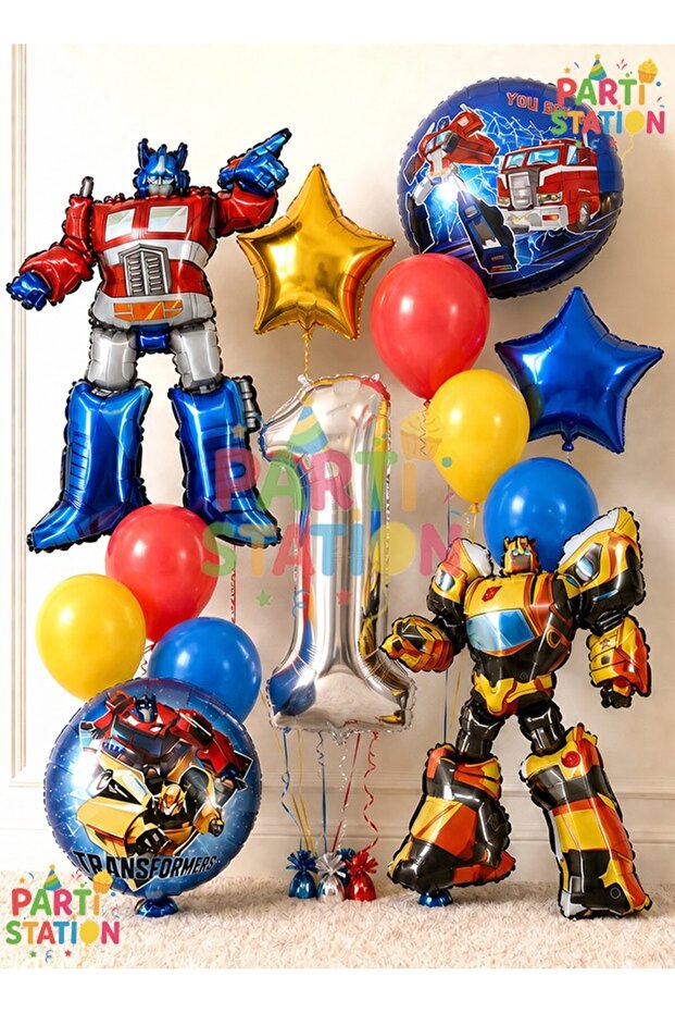 Transformers Bumblebee & Optimus Prime Balloon Set 1 Year Old - 13 Piece Birthday Balloon Set