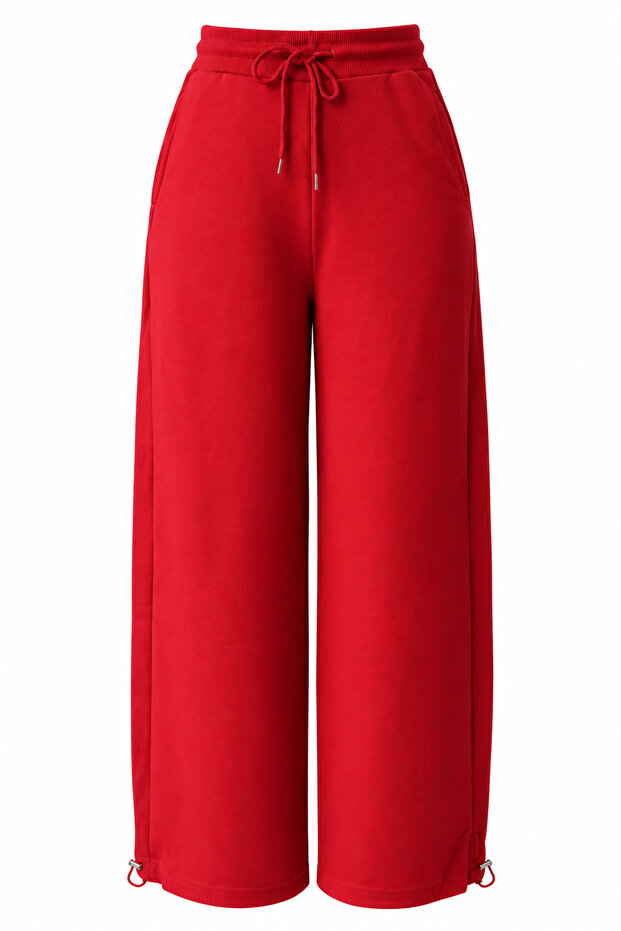 2247 Women's Stoppered Lace-Up Wide Leg Pants Red