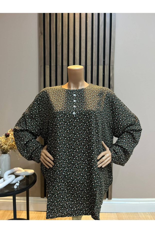 Women's Stylish Blouse with Black Patterned Buttons for Middle Ages and Older Women