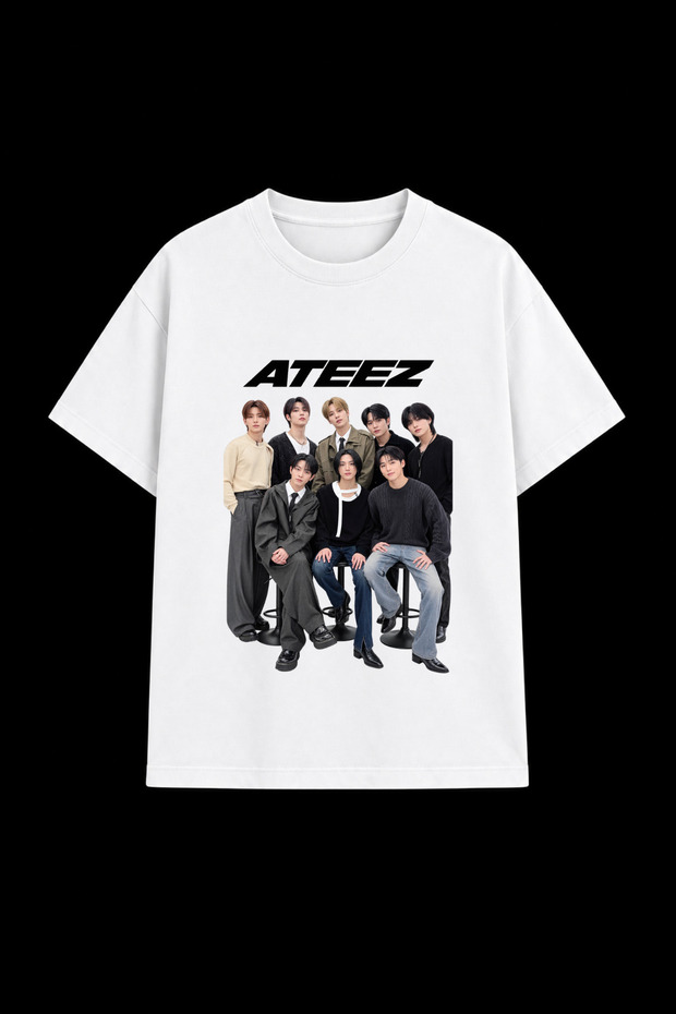 Ateez Music Group Printed Black-White Unisex T-Shirt T-Shirt