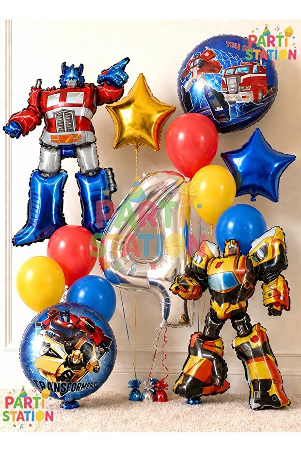 Transformers Bumblebee & Optimus Prime Balloon Set 4 Years Old - 13 Piece Birthday Balloon Set