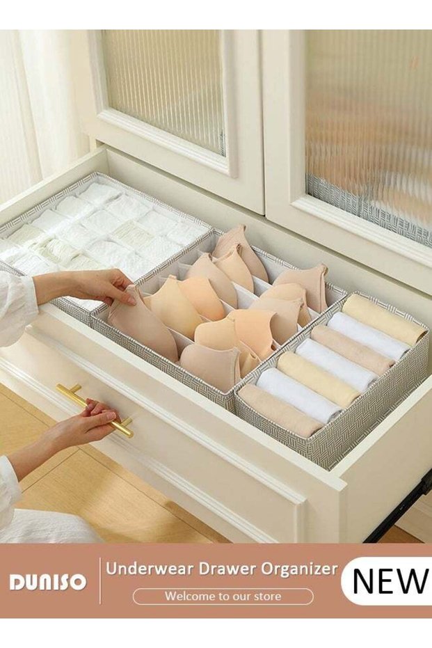 3 PCS Underwear Drawer Organizer Foldable Non-woven Fabric Underwear Storage Organizer Divider for Clothing Skirts Socks Bras Panties Underwear Ties