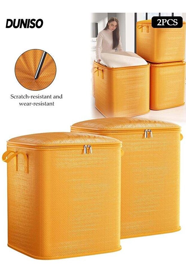 2 Piece Extra Large Storage Bags,Foldable Storage Bins with Carry Handles,Waterproof Storage Organizers,Space-Saving Design, Multifunctional Storage Containers for Clothes, Bedding,Blankets,50*55*66c