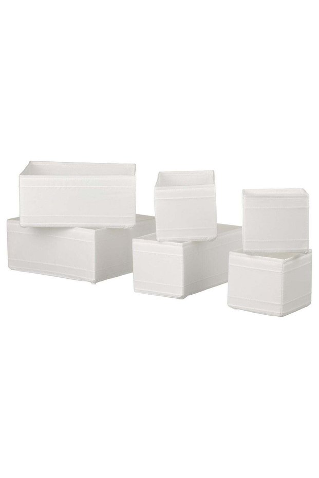 Drawer Organiser Box, White – Set of 6