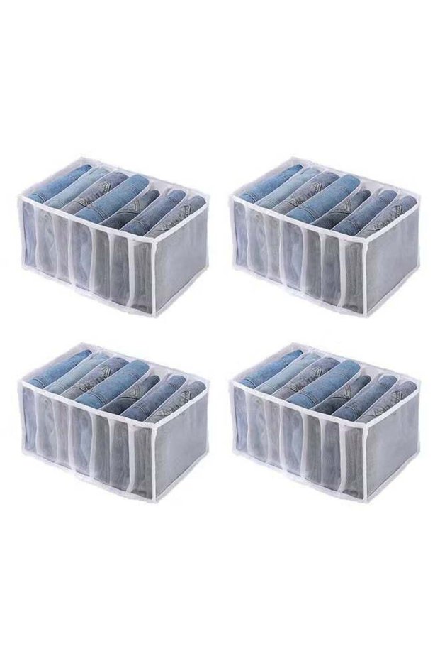 4 Pieces 7 Grids Washable Wardrobe Clothes Organizer
