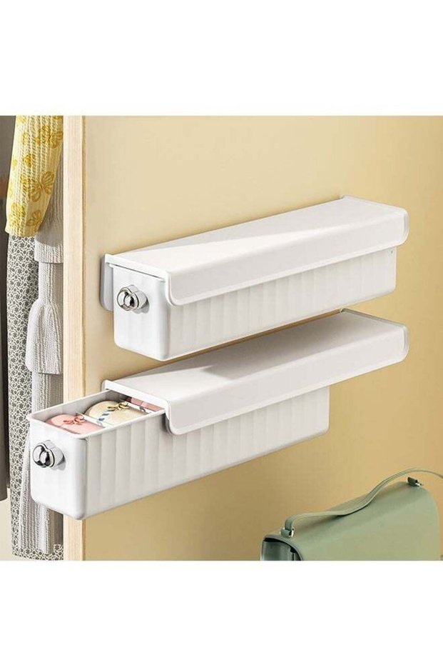 2 Pcs Socks Underwear Wall Mount Drawer Organizer, Switchable 6 Cell Drawer Organizers Self-Adhesive Anti Dust Storage Box for Clothes Socks Lingerie Underwear Ties