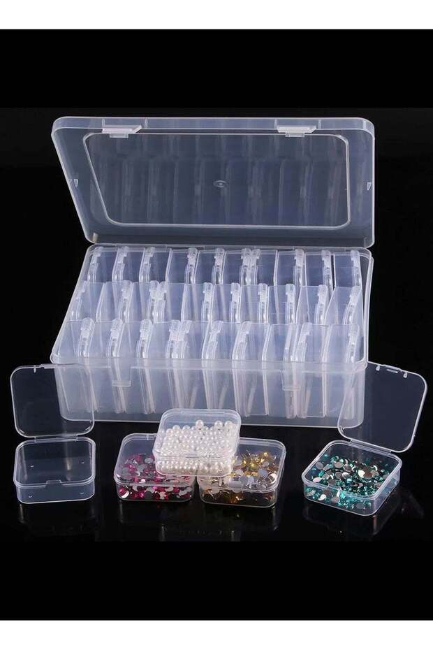 Bead Organizer Box, 31Pcs Small Organizers and Big Storage Plastic Cases, Mini Clear Storage Containers With Hinged Lid, Rectangle compartment box for Bracelet Making, DIY Jewelry Craft, Nail