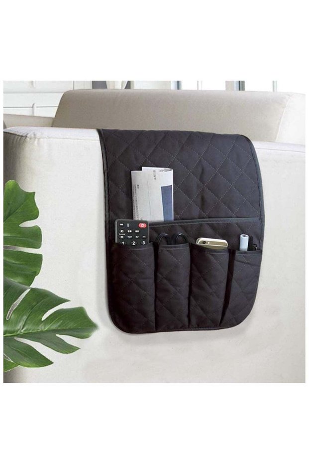 Sofa Armrest Organizer,Non-Slip Arm Chair Bedside Caddy Storage Organizer for Recliner Couch with 5 Pockets for Cell Phone TV Remote Control Magazines,Magazine Holders
