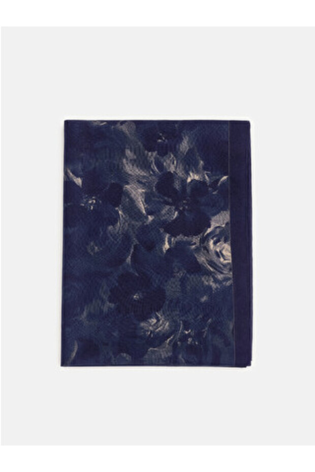 Navy Blue Floral Patterned Women's Shawl