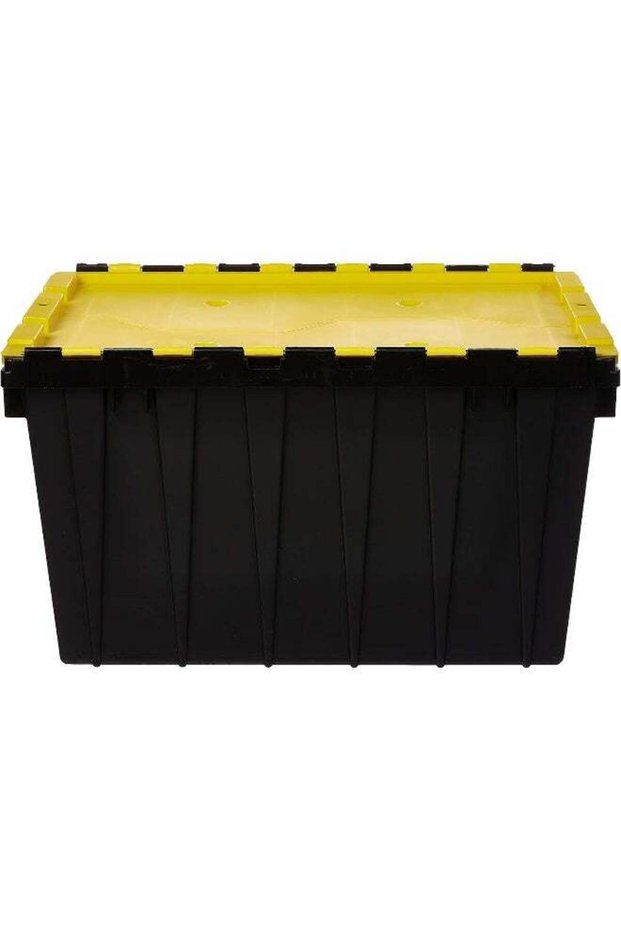 Plastic Utility Storage Box With Dual Flap Lids 55 Liters Yellow Black IFHHST372KY Utility Storage Box 55 Liters Black / Yellow 55.0Liters