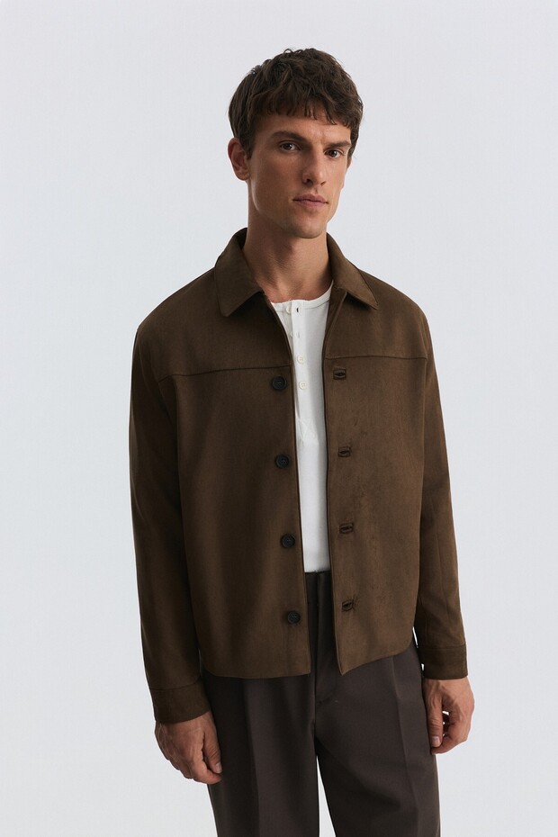 Relaxed Faux Suede Coat