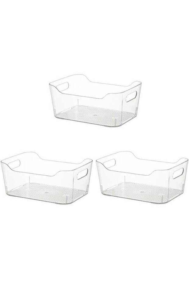 3 Pack Clear Stackable Storage Boxes with Handles, Pantry Organizer, Storage Containers and Organizer Bins, Multi-Use Bins for Home, Kitchen and Cabinet