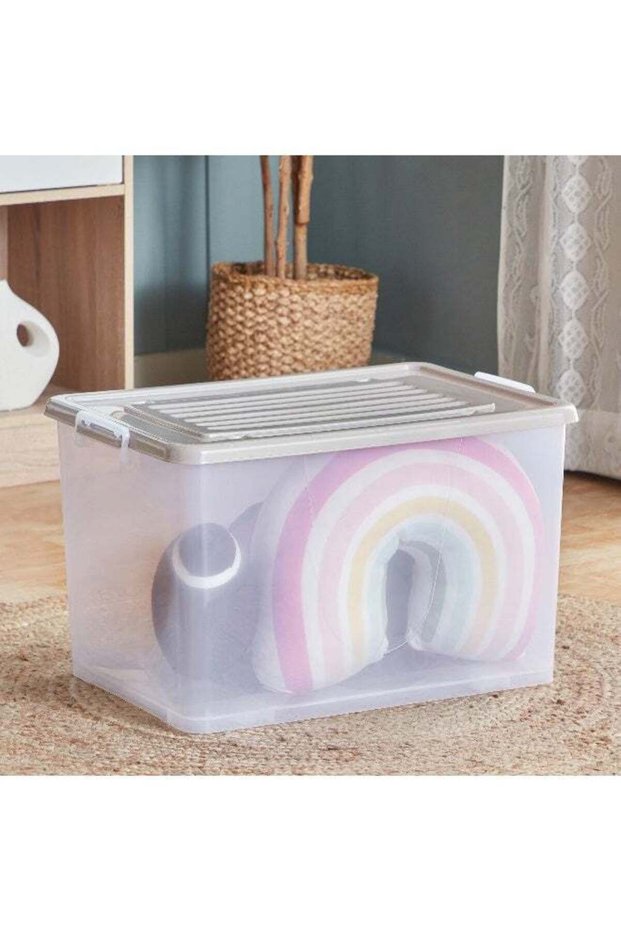 Juana Multipurpose Transparent Storage Box With Wheels And Lockable Lid 75 L