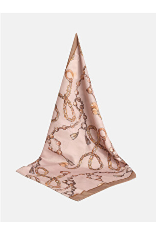 Beige Chain and Bead Patterned Women's Shawl