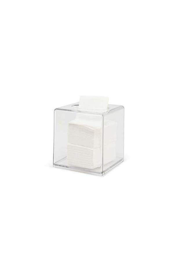 Clear Square Tissue Box Holder 13x13x13.8cm