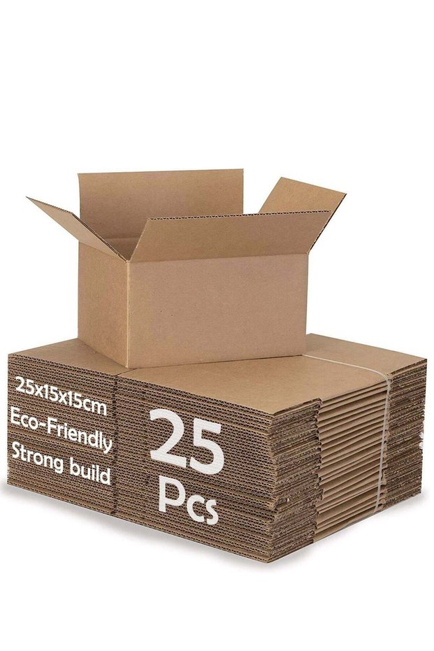 [25 Pack] Brown Carton 25x15x15 cm Moving Boxes Cardboard Boxes Large Shipping Box Mailing Boxes Recyclable Corrugated Cardboard Shipping Box for Packaging Storage Box