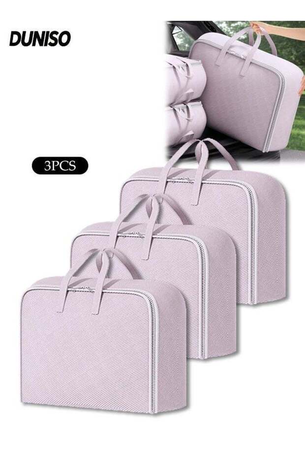 3 PCS Large Capacity Foldable Moving Bags with Sturdy Handles, Portable Travel and Moving Bag Design Dust and Odorless,Foldable Organizer,Suitable for Clothes, Quilts, Travel and Home Organization, C