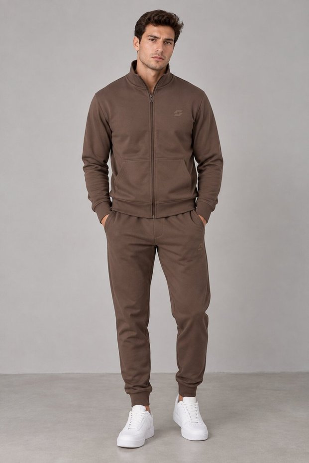 Brown Modal Men's Tracksuit Set