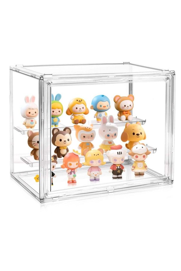 Acrylic Display Case for Collectibles Clear Display Box for Figures with Magnetic Door, Stackable Design, Dustproof, Miniature Display Shelf for Action Figures,Display Box Display Case