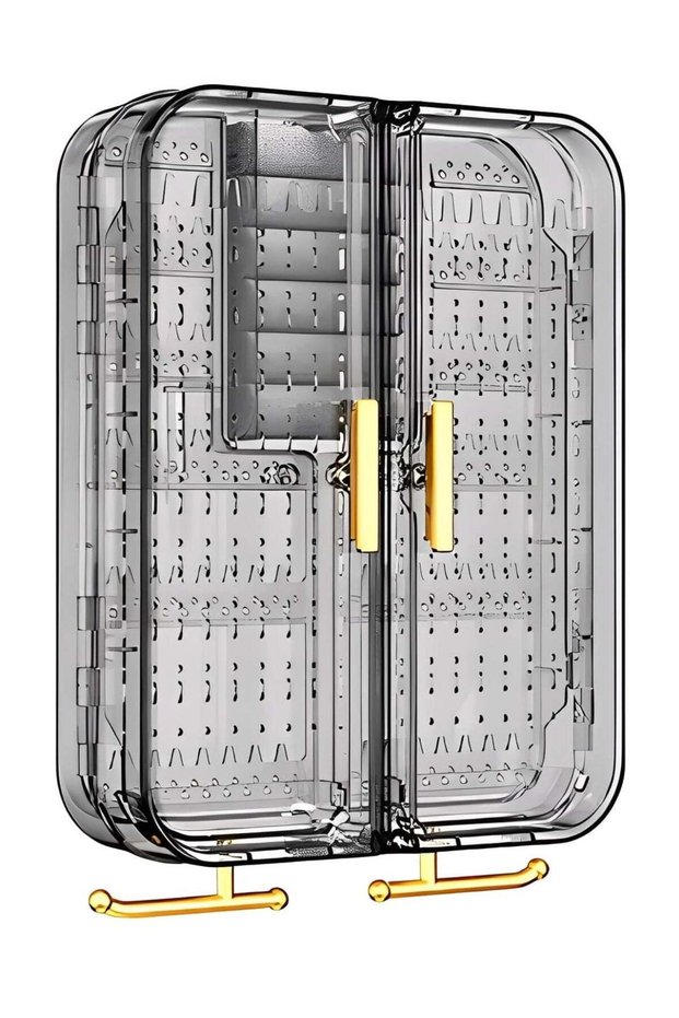 Hanging Earrings Organizer & Holder,Can Accommodate Rings, Necklaces, Earrings,Plastic Wall Earring Hanger & Display for Women & Girls,Clear,No-Drill (Grey)