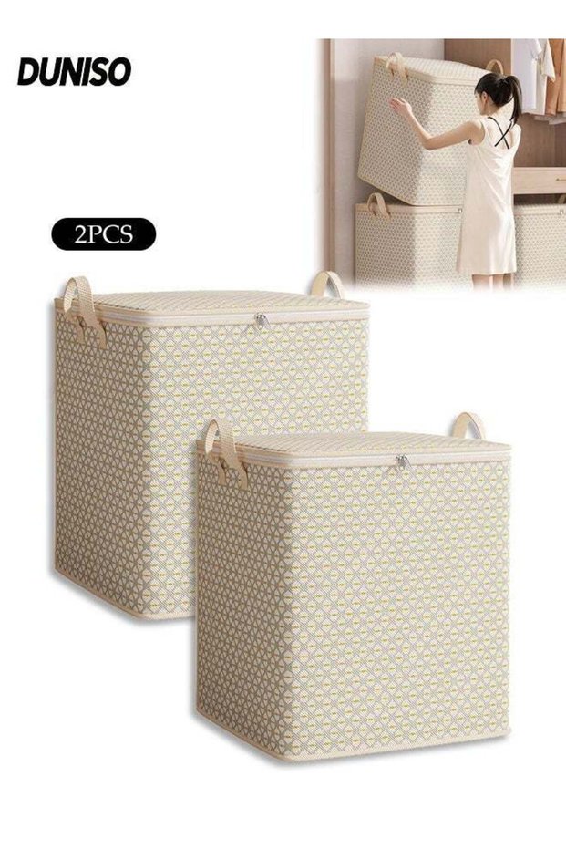 2 PCS Large Capacity Foldable Clothes and Blanket Storage Bags,Portable Clothes Storage Bins with Handle and Zipper,Giant Waterproof Moving Bag,Suitable for Home Bedroom Cargo Transport