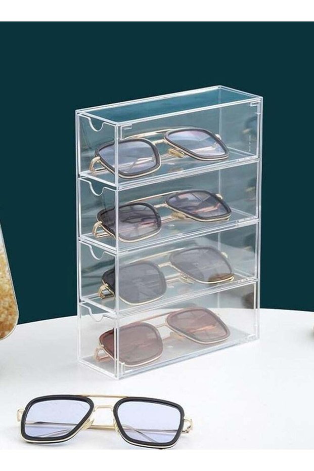 Eye Glasses Storage Box Sunglasses Organizer Case Acrylic Storage Box for Jewelry Watch Glasses Display Rack and Desktop Small things Organizer