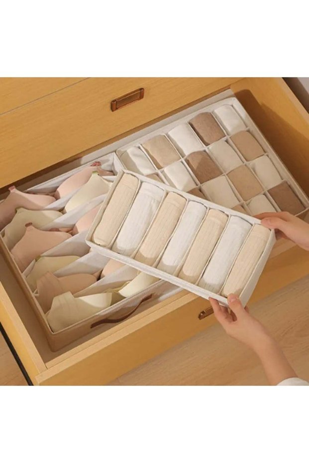 3-Piece Multifunctional Foldable Wardrobe Storage Box Underwear Bra Panties Sock Lingerie Storage Box Wardrobe Drawer Box(White)