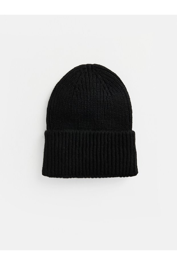 Two Mt Shop Quality Lcw Steps Black Knitwear Plain Women's Beanie
