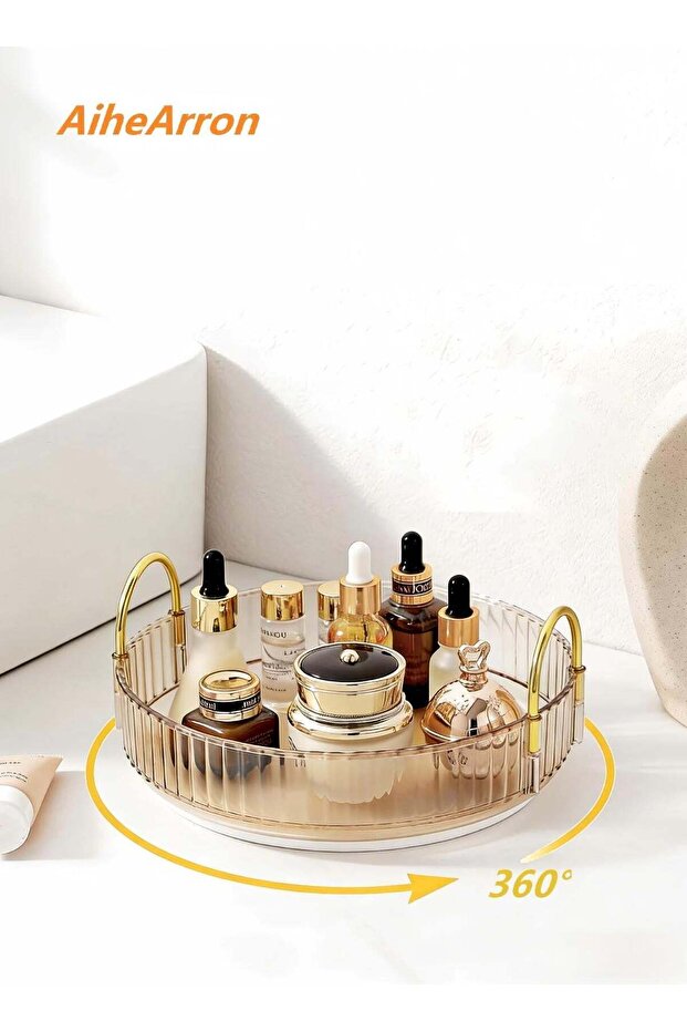 360 Rotating Makeup Organizer for Vanity,Skincare Make Up Organizers Large,Clear Bathroom Counter Organizer for Cosmetics,Lipsticks,Spinning Bathroom Organizer Shelf Holder (Circle, 1 Tier)
