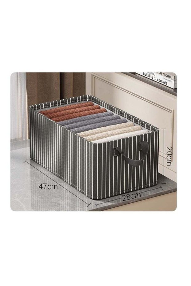 Black Stripe Large Capacity Storage Box With Steel Frame, Handy Carry Handles, Oxford Cloth Foldable Storage Bin For Clothes Blankets Toys Organization, Household Bedroom Dormitory Storage Box With H