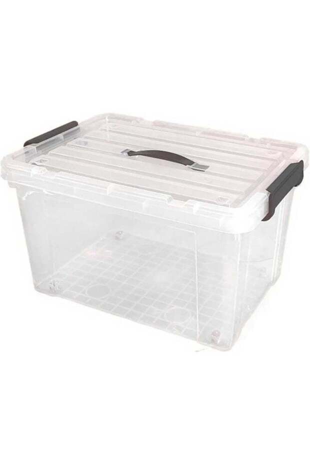47 Liters Clear Plastic Storage Box with Lockable Lid & Wheels