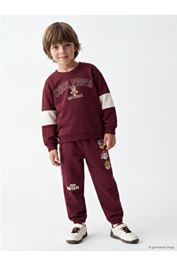 Burgundy Paw Patrol Printed Boys' Jogger Sweatpants