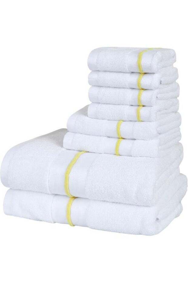 Home Dwell Premium Bath Towels Set - Set of 8 - 100% Cotton Highly Absorbent 2 Bath Towels, 2 Hand