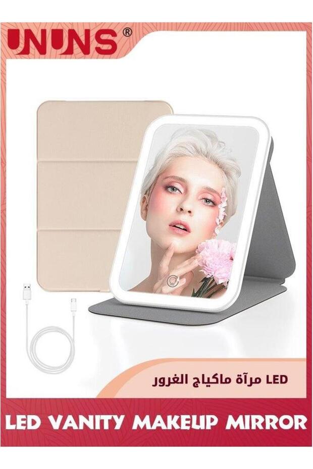 Travel Mirrors,Portable LED Makeup Mirror,360° Rotation Touch Screen Vanity Mirror,Rechargeable Bea