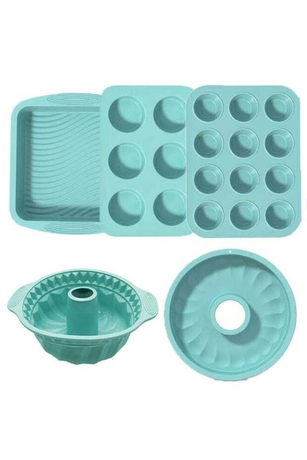 5 Pieces Silicone Baking Pans Set, Nonstick Bakeware Set for Kitchen Oven, Silicone Cake Molds, Rou