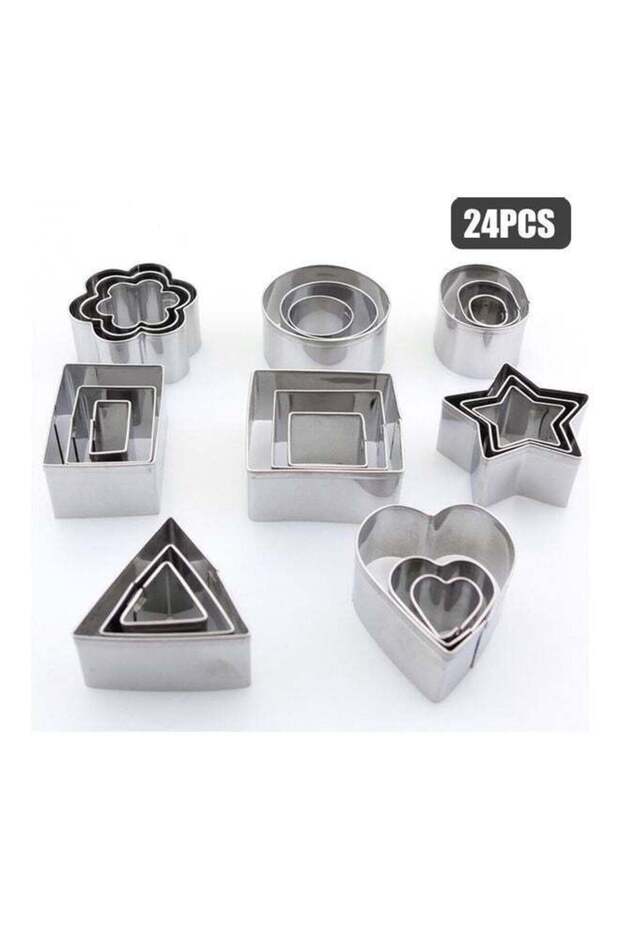 24Pcs Of Stainless Steel Cookie Cutters Set With Box, Polygon Shaped Biscuit Bread Fondant Cutters