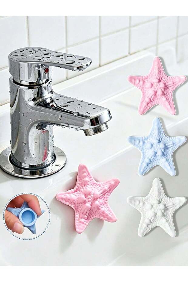 3pcs Silicone Starfish Shaped Sink Overflow Drain Plug Cover for Bathroom & Kitchen