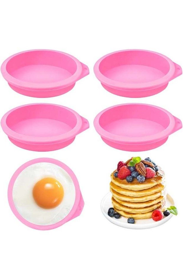 4 PCS Air Fryer Egg Molds, 4 Inch Air Fryer Muffin Pans for Burger Buns, Pancakes, English Muffins,