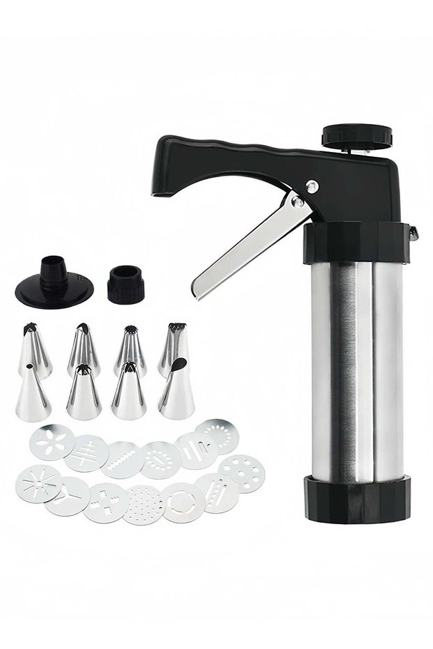 Cookie Press,Stainless Steel Spritz Cookie Pres with 13 Discs u0026 8 Nozzles for Home DIY Biscuitu