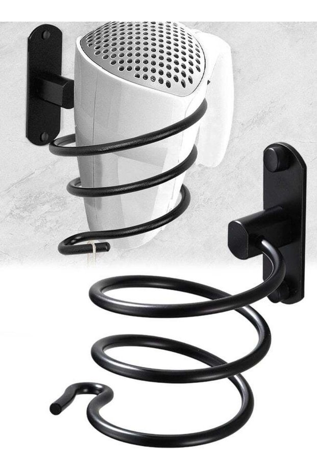 No Drill Aluminum Clear Bathroom Wall Shelf Hair Dryer Storage Black
