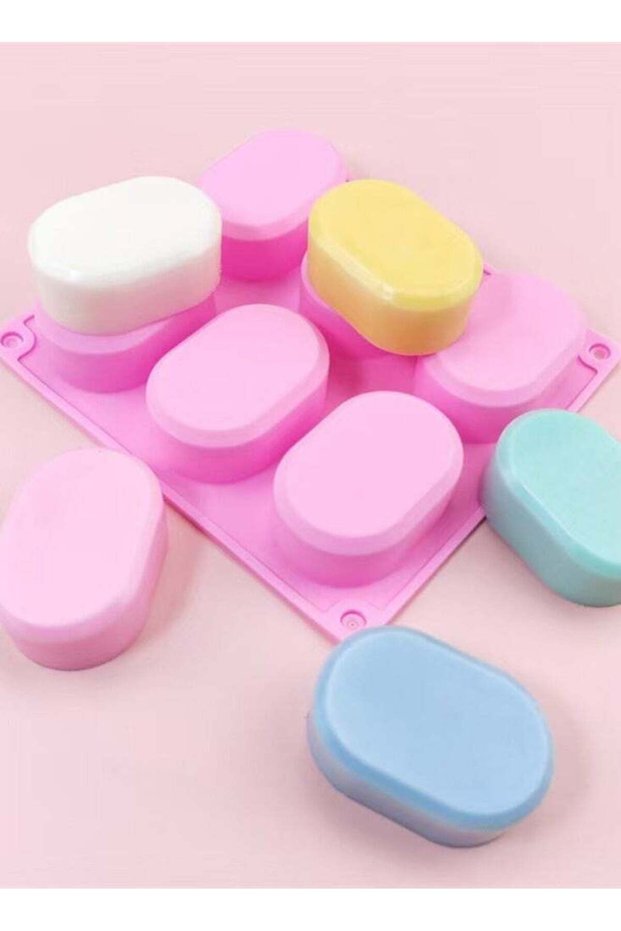 6 Cavity Oval Silicone Soap Mold for Handmade Craft DIY Soap Making Tools Molds Silicone Soap Form