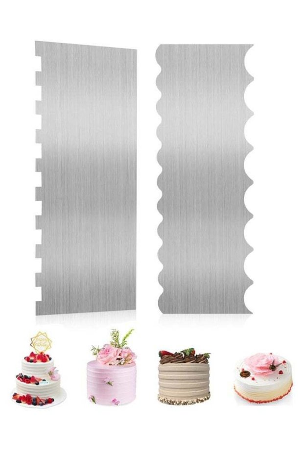 2 PCS Cake Scraper, Metal Cake Scraper, Double Sided Cake Smoother, Cake Scraper Buttercream Smooth