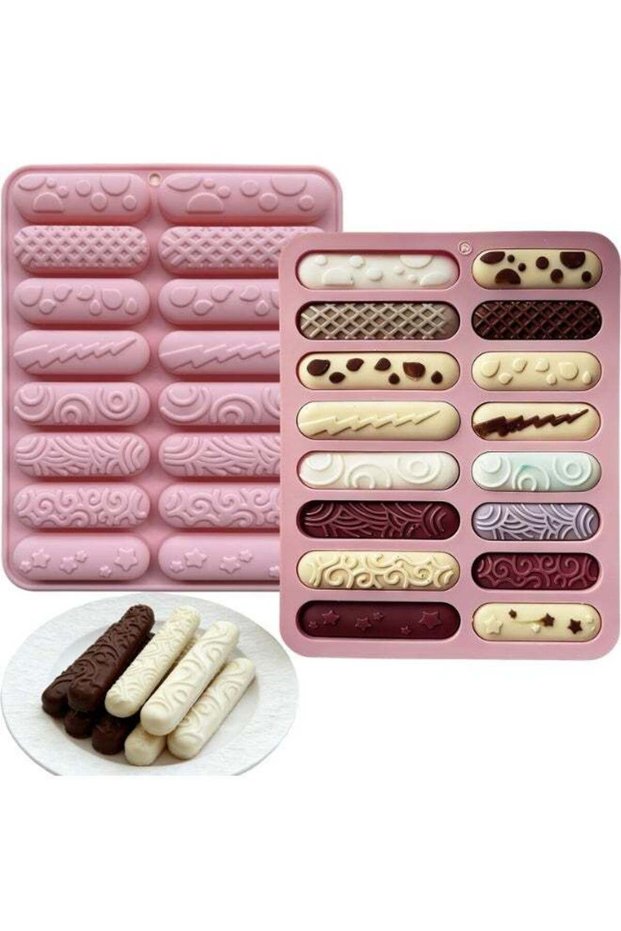 1PCS Finger Biscuit Silicone Chocolate Molds 16 Cavities Cereal Bars Baking Mould, Non-stick Chocol