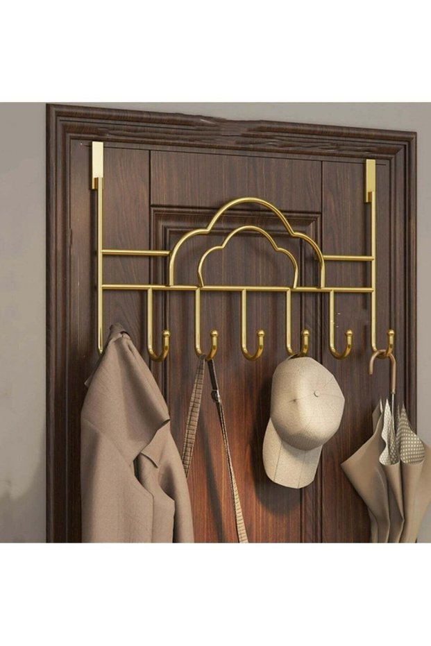 Over the Door Hook 7 Hook Coat Rack, Metal Towel Hanger, Bathroom Door Hooks, Clothes Hanger, Hat O