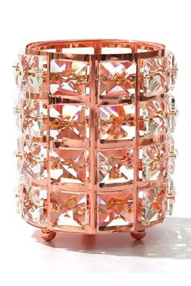 Multifunctional Luxury Diamond Bling Glitter Cylinder Crystal Makeup Brush Holder Golden
