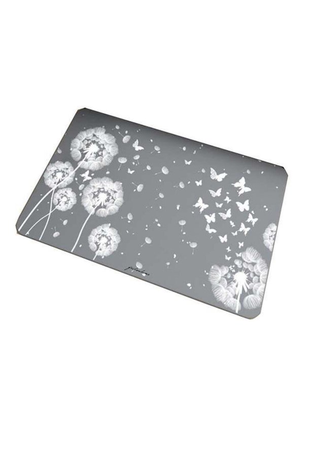 2 Pieces Diatom Mud Bathroom Dandelion Flowers Design Foot Mat Dark Grey