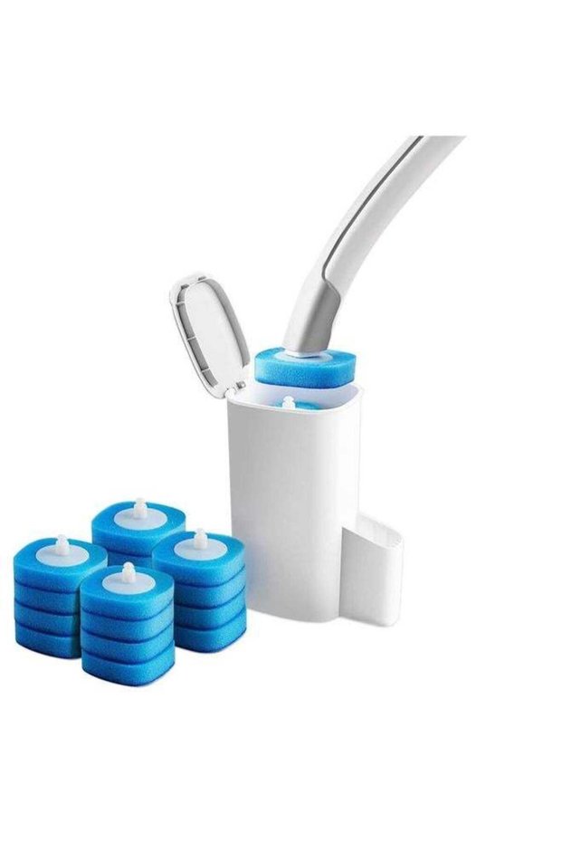 Toilet Bowl Cleaning Brush, Disposable Brush Head with 16 Refills Dissolving Wand Replacement Spong