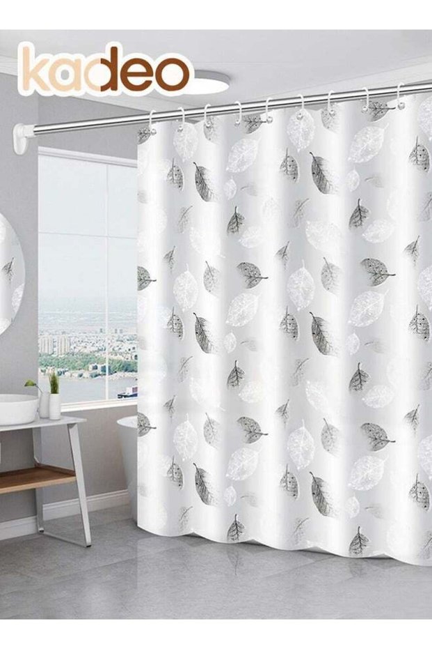 EVA Shower Curtain, Liner Leaves Pattern, Premium Clear Bathroom Shower Curtain, with Rustproof Met