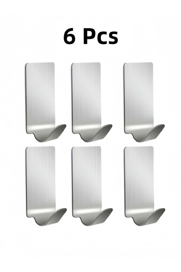 6 Packs Adhesive Hooks Heavy Duty Wall Hangers Hooks Waterproof Stainless Steel Towel Hanger Holder